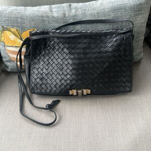 Bottega Veneta Black Weaved Leather Vintage Shoulder/Crossbody Bag